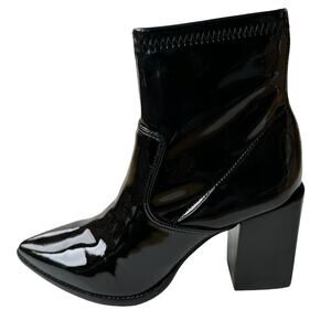 Steve Madden Boots Aroma Black Patent Leather Western Ankle Boot Women's Size 6